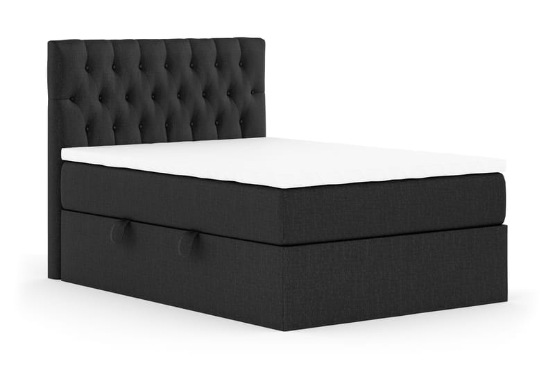 Boxy Box Bed 120x200 cm Komplet Sengepakke med Opbevaring - Sort/Grå - Møbler - Senge - Komplet sengepakke
