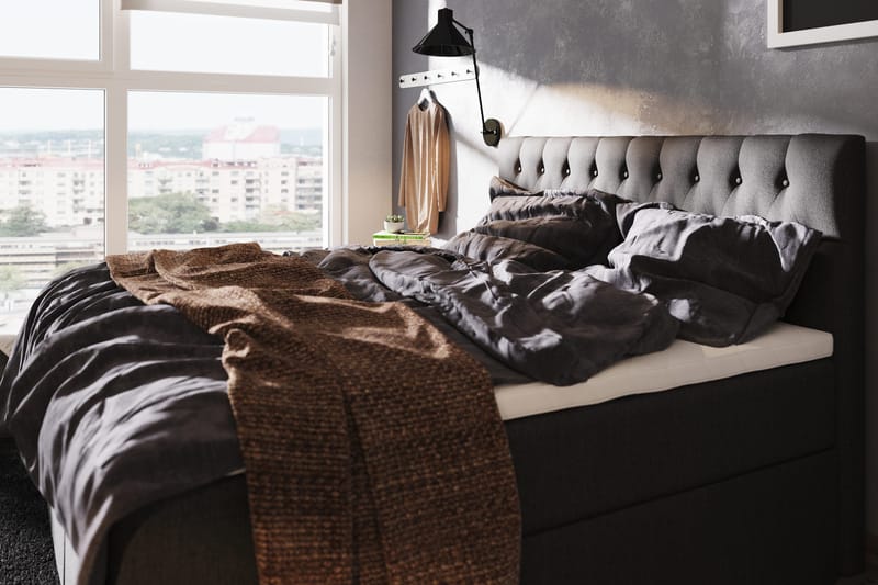 Boxy Box Bed 120x200 cm Komplet Sengepakke med Opbevaring - Sort/Grå - Møbler - Senge - Komplet sengepakke