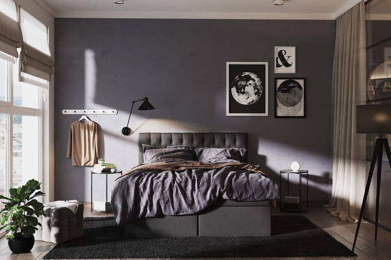 Boxy Box Bed 160x200 cm Seng med Opbevaring - Sort/Grå - Møbler - Senge - Seng med opbevaring