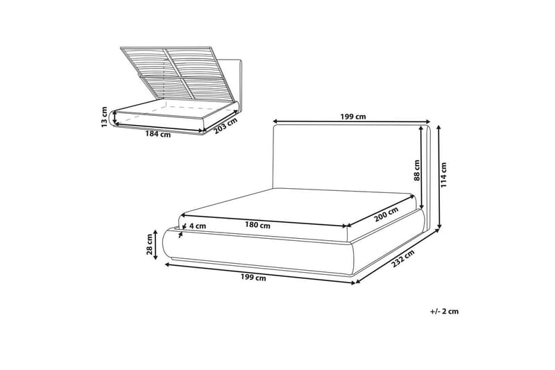 Seng med opbevaring Campagne - Beige, 180x200 cm - Møbler - Senge - Sengeramme & sengestel