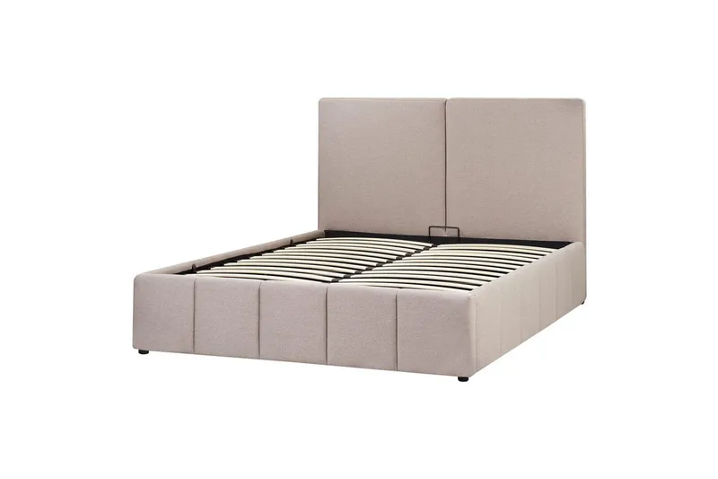 Seng med opbevaring Castelnavet - Beige, sort, 160x200 cm - Møbler - Senge - Sengeramme & sengestel