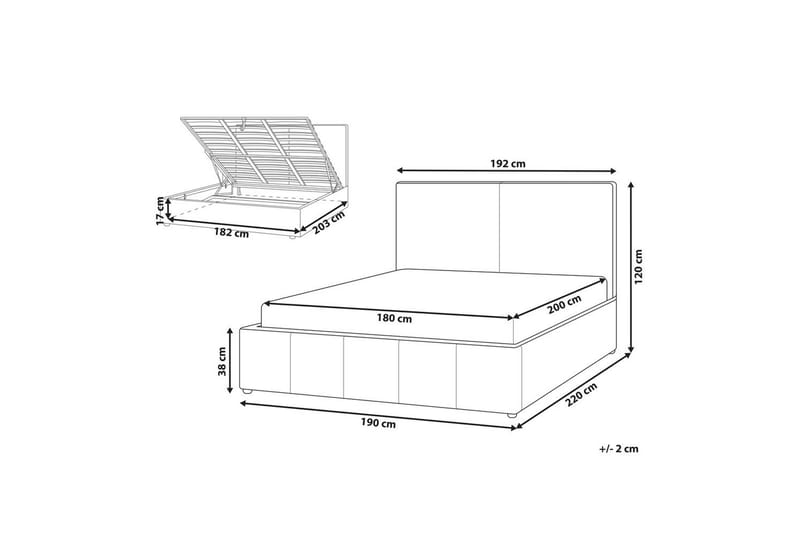 Seng med opbevaring Castelnavet - Beige, sort, 180x200 cm - Møbler - Senge - Sengeramme & sengestel