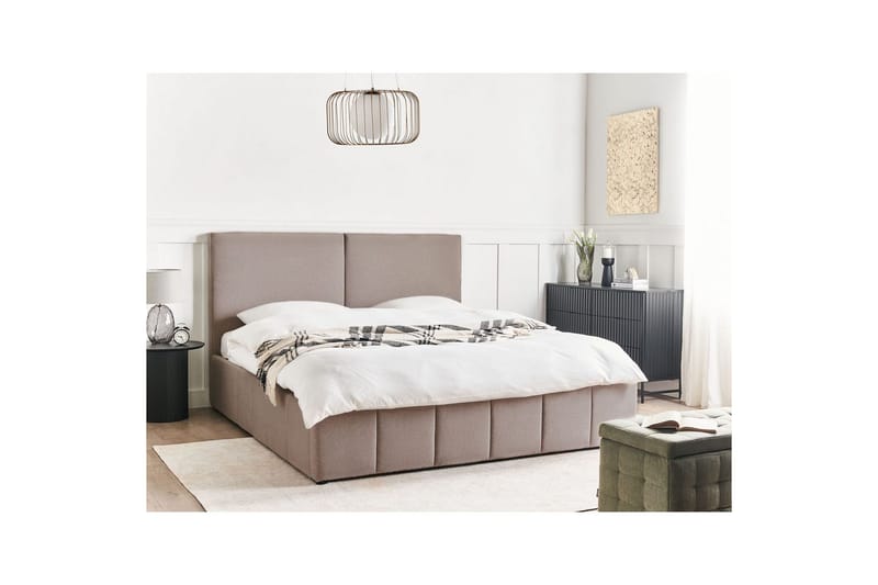 Seng med opbevaring Castelnavet - Beige, sort, 180x200 cm - Møbler - Senge - Sengeramme & sengestel