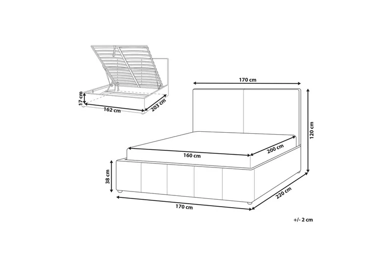 Seng med opbevaring Castelnavet - Hvid, Sort, 160x200 cm - Møbler - Senge - Sengeramme & sengestel