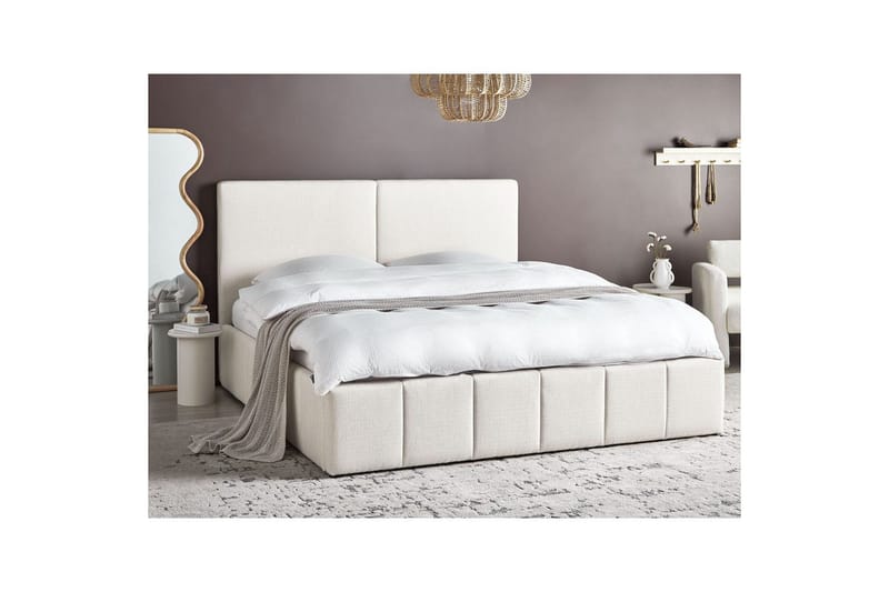 Seng med opbevaring Castelnavet - Hvid, Sort, 180x200 cm - Møbler - Senge - Sengeramme & sengestel