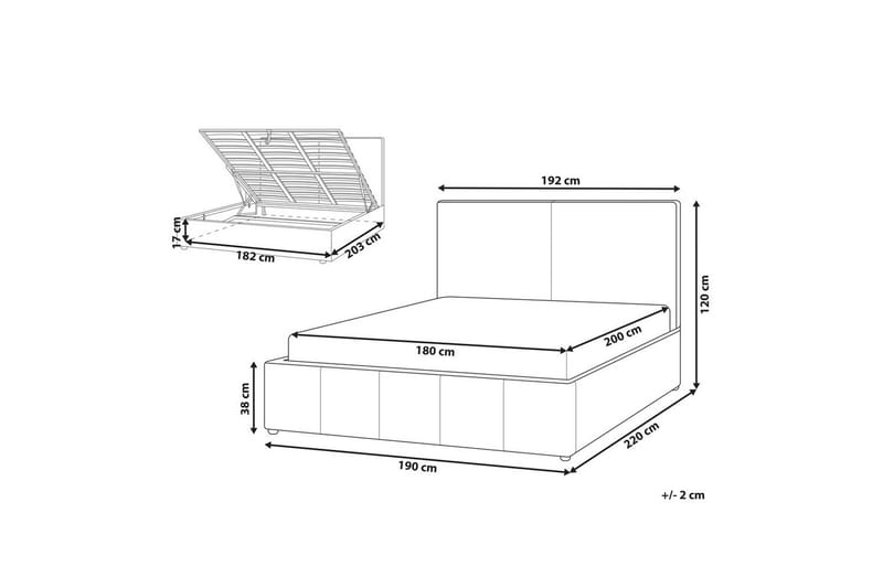 Seng med opbevaring Castelnavet - Hvid, Sort, 180x200 cm - Møbler - Senge - Sengeramme & sengestel