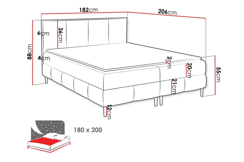 Celestine Opbevaringsseng 180x200 cm - Hvid - Møbler - Senge - Seng med opbevaring