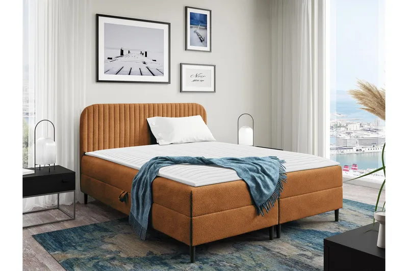 Celestine Opbevaringsseng 180x200 cm - Orange - Møbler - Senge - Seng med opbevaring