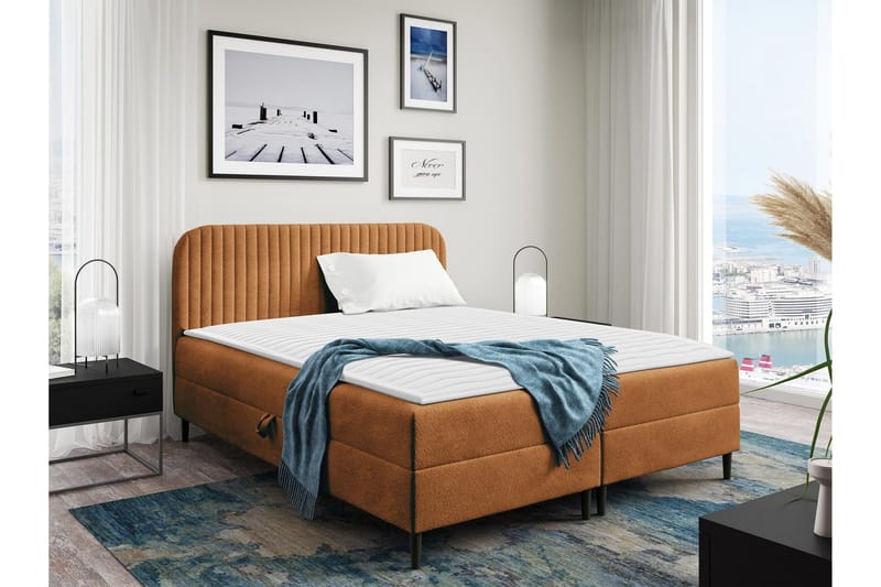 Celestine Opbevaringsseng 180x200 cm - Orange - M øbler - Senge - Seng med opbevaring