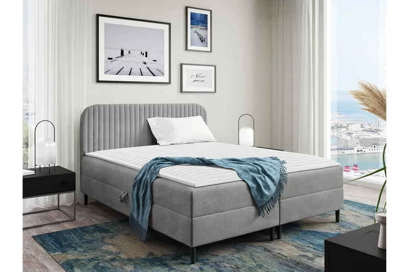 Celestine Opbevaringsseng 200x200 cm, Grå