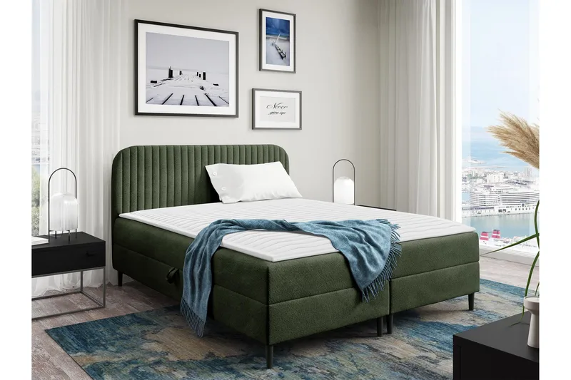 Celestine Opbevaringsseng 200x200 cm - Grøn - Møbler - Senge - Seng med opbevaring