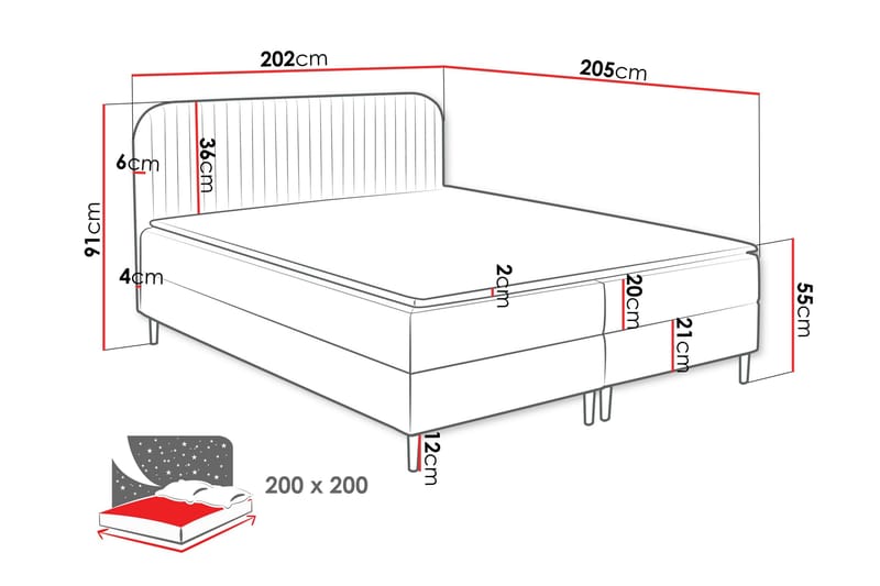 Celestine Opbevaringsseng 200x200 cm - Sort - Møbler - Senge - Seng med opbevaring