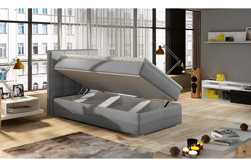 Damion Opbevaringsseng 90x200 cm venstre - Brun | Beige - Møbler - Senge - Seng med opbevaring