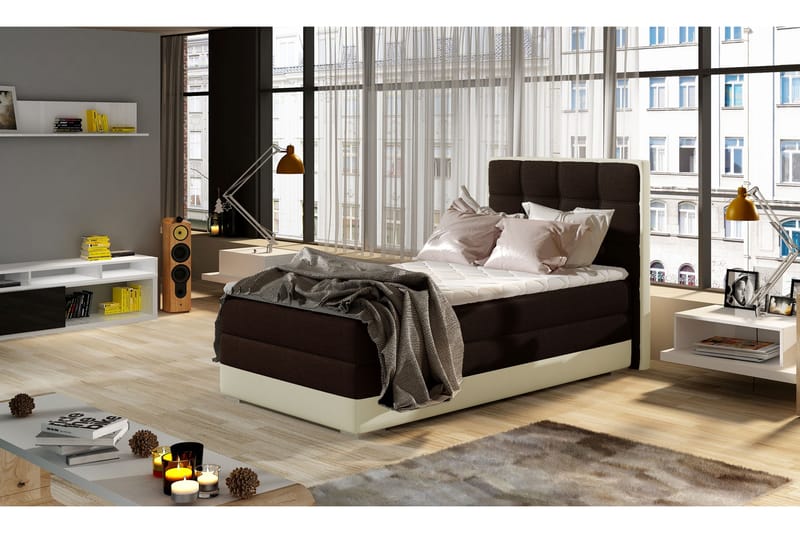 Damion Opbevaringsseng 90x200 cm venstre - Brun | Beige - Møbler - Senge - Seng med opbevaring