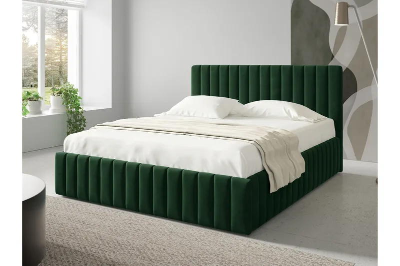 Desio Opbevaringsseng 140x200 cm - Grøn - Møbler - Senge - Seng med opbevaring