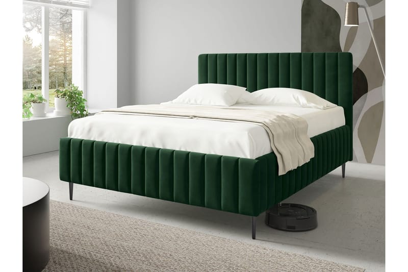 Desio Opbevaringsseng 160x200 cm - Grøn - Møbler - Senge - Seng med opbevaring