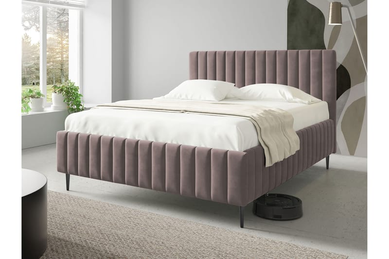 Desio Opbevaringsseng 160x200 cm - Lyserød - Møbler - Senge - Seng med opbevaring