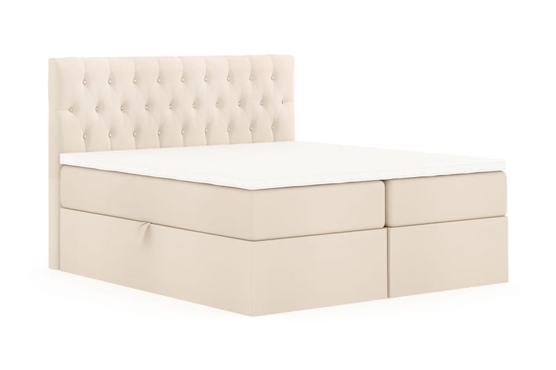 Boxy Box Bed 160x200 cm Seng med Opbevaring - Beige - Møbler - Senge - Boxmadras & boxseng
