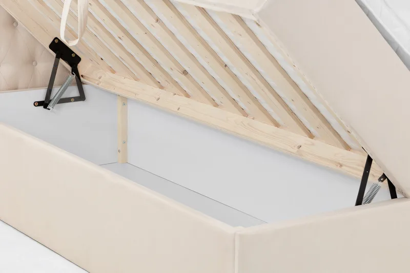 Boxy Box Bed 160x200 cm Seng med Opbevaring - Beige - Møbler - Senge - Boxmadras & boxseng