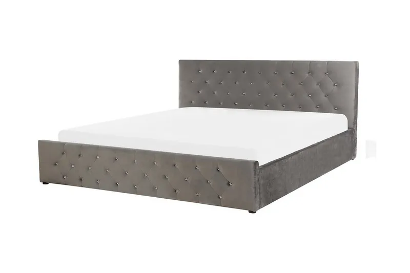 Saleux Opbevaringsseng 180x200 cm - Velour/Grå - Møbler - Senge - Sengeramme & sengestel