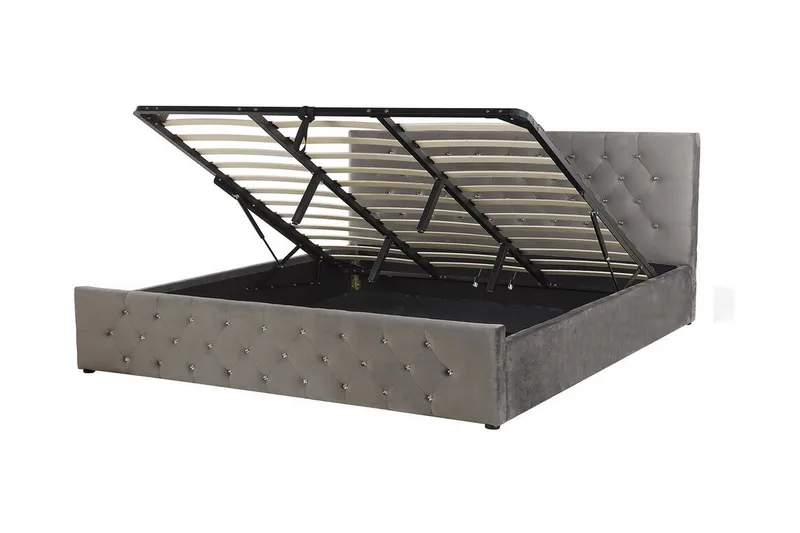 Saleux Opbevaringsseng 180x200 cm - Velour/Grå - Møbler - Senge - Sengeramme & sengestel