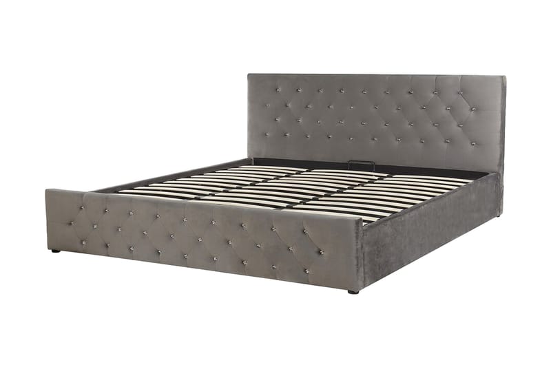 Saleux Opbevaringsseng 180x200 cm - Velour/Grå - Møbler - Senge - Sengeramme & sengestel
