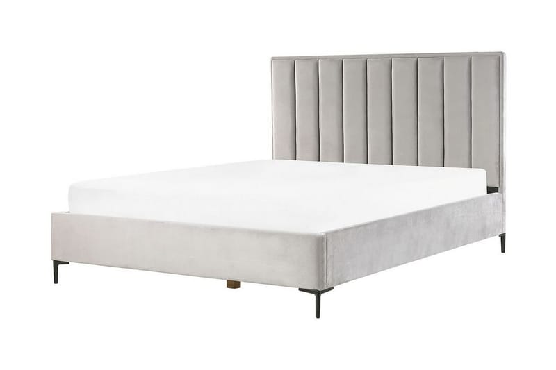 Dobbeltseng med rattan 180x200 cm SEZANNE - Grå - Møbler - Senge - Seng med opbevaring