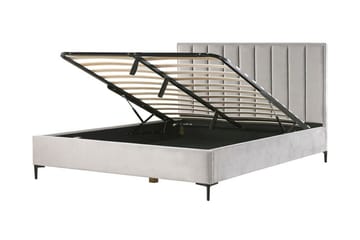 Dobbeltseng med rattan 180x200 cm SEZANNE - Grå - Møbler - Senge - Seng med opbevaring