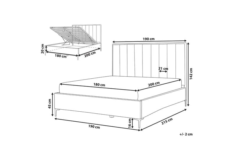 Dobbeltseng med rattan 180x200 cm SEZANNE - Grå - Møbler - Senge - Seng med opbevaring