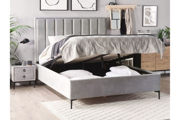 Dobbeltseng med rattan 180x200 cm SEZANNE - Grå - Møbler - Senge - Seng med opbevaring