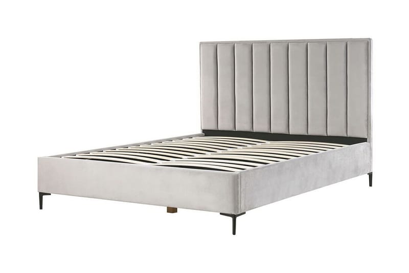 Dobbeltseng med rattan 180x200 cm SEZANNE - Grå - Møbler - Senge - Seng med opbevaring