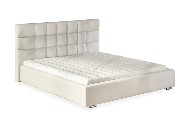 Dolores Opbevarings seng og madras 218x158x106 cm - Hvid - Komplet sengepakke - Seng med opbevaring