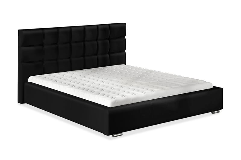 Dolores Opbevarings seng og madras 223x178x106 cm - Sort / hvid - Komplet sengepakke - Seng med opbevaring
