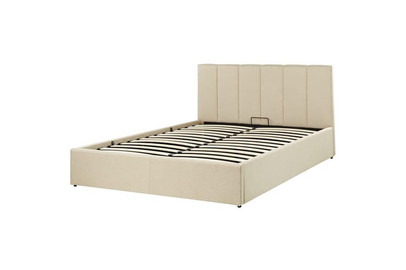 Seng med opbevaring Dreux - Beige, sort, 140x200 cm - Møbler - Senge - Sengeramme & sengestel
