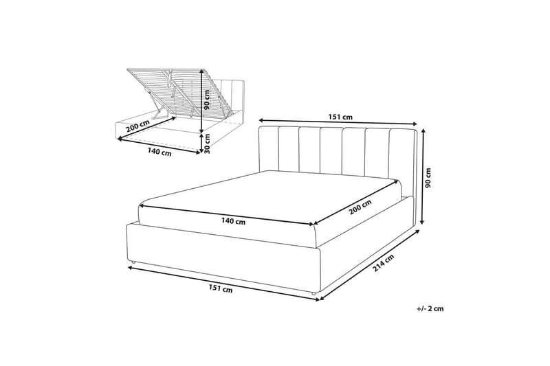Seng med opbevaring Dreux - Beige, sort, 140x200 cm - Møbler - Senge - Sengeramme & sengestel