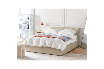 Seng med opbevaring Dreux - Beige, sort, 140x200 cm - Møbler - Senge - Sengeramme & sengestel