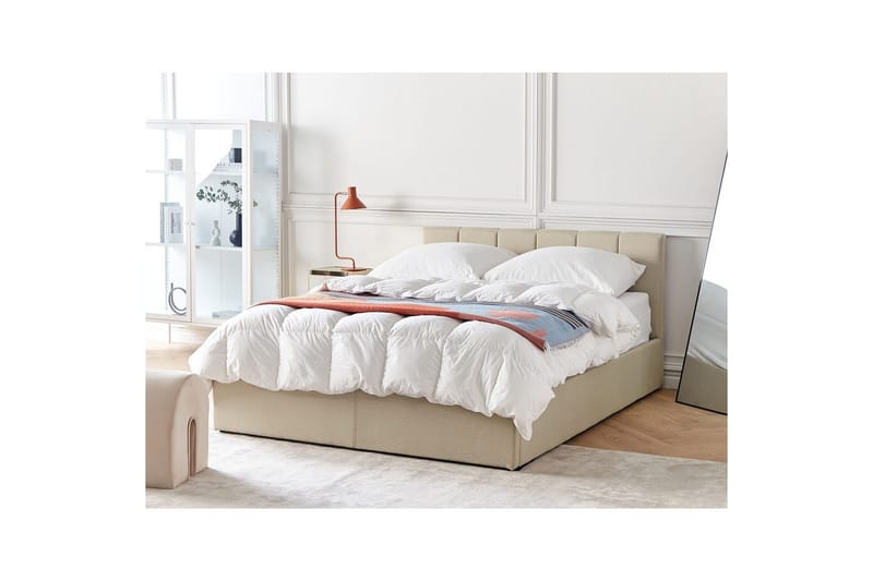 Seng med opbevaring Dreux - Beige, sort, 140x200 cm - Møbler - Senge - Sengeramme & sengestel