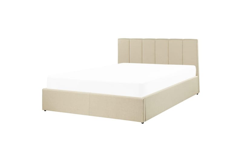 Seng med opbevaring Dreux - Beige, sort, 140x200 cm - Møbler - Senge - Sengeramme & sengestel