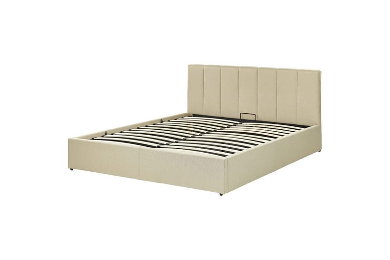 Seng med opbevaring Dreux - Beige, sort, 160x200 cm - Møbler - Senge - Sengeramme & sengestel