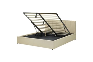 Seng med opbevaring Dreux - Beige, sort, 160x200 cm - Møbler - Senge - Sengeramme & sengestel