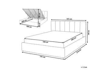 Seng med opbevaring Dreux - Beige, sort, 180x200 cm - Møbler - Senge - Sengeramme & sengestel