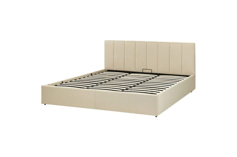 Seng med opbevaring Dreux - Beige, sort, 180x200 cm - Møbler - Senge - Sengeramme & sengestel