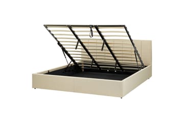 Seng med opbevaring Dreux - Beige, sort, 180x200 cm - Møbler - Senge - Sengeramme & sengestel