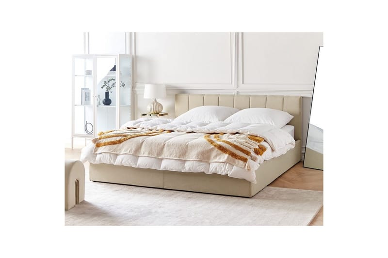 Seng med opbevaring Dreux - Beige, sort, 180x200 cm - Møbler - Senge - Sengeramme & sengestel