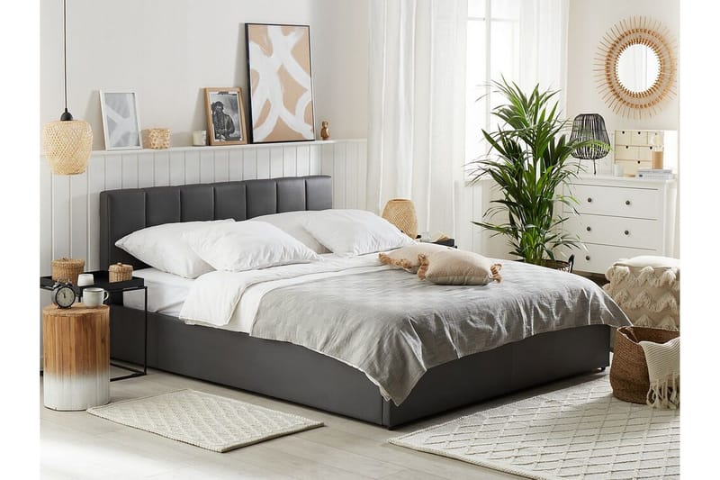 Dreuxa Opbevaringsseng 140x200 cm - Kunstlæder/Grå - Møbler - Senge - Seng med opbevaring