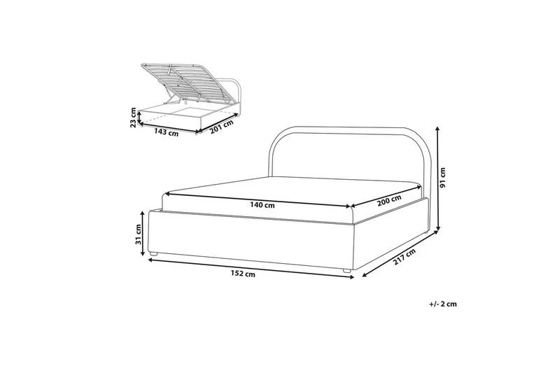 Dubbelsäng Beliani Quillien med förvaring 140x200 cm 140x200 - Møbler - Senge - Seng med opbevaring