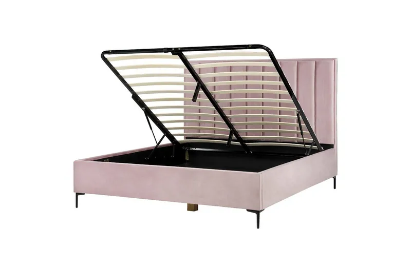 Dubbelsäng Beliani Sezanne med förvaring Beige-Grå-Svart, 140x200 cm Pink 180x200, undefined