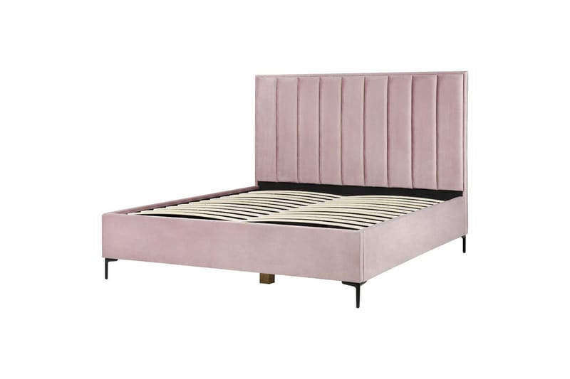 Dubbelsäng Beliani Sezanne med förvaring Beige-Grå-Svart, 140x200 cm Pink 180x200 - Møbler - Senge - Seng med opbevaring