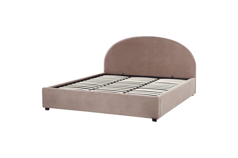 Dubbelsäng Beliani Vaucluse med förvaring Beige, 160x200 cm, Polyester Taupe 180x200 - Møbler - Senge - Seng med opbevaring