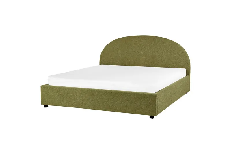 Dubbelsäng Beliani Vaucluse med förvaring Beige, 160x200 cm, Polyester Green 180x200 - Møbler - Senge - Seng med opbevaring